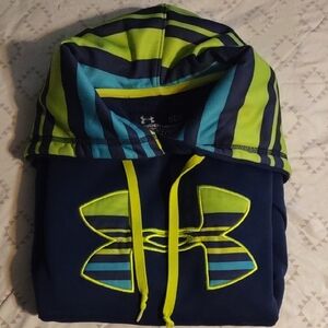 Under Armour Medium Striped Blue and Green Hoodie